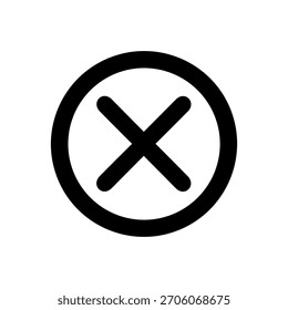 Simple Line Style Circle with Cross Mark Symbol Shape Element Icon