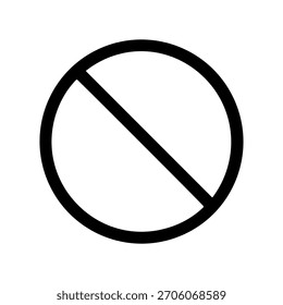 Simple Line Style Circle with Slash Warning Sign Icon Design Element