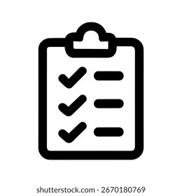 Símbolo de lista de comprobación de Portapapeles de estilo de línea simple con gráfico de iconos de marcas de verificación