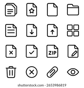 Simple Line Style Data Management File Icons