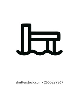 Simple Line Style Diving Board Minimalist Swimming Pool Black Icon