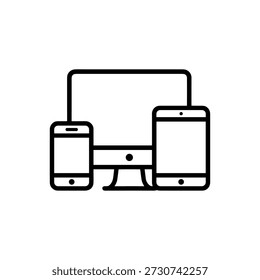 Ilustração do conjunto de ícones de design responsivo de dispositivo eletrônico de estilo de linha simples