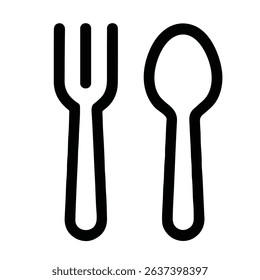 Simple Line Style Fork and Spoon Icon Design Food and Drink