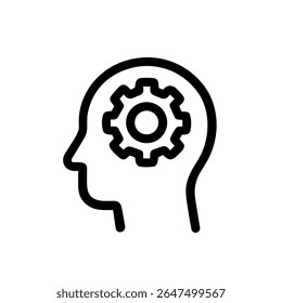 Einfache Linie Stil Getriebe innerhalb Kopf Symbol Brainstorming Symbol