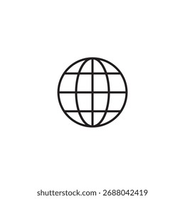 Simple line style globe earth world grid environment planet icon vector.