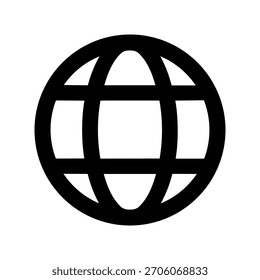 Símbolo de Globo de Estilo de Linha Simples Ícone Minimalista da World Wide Web