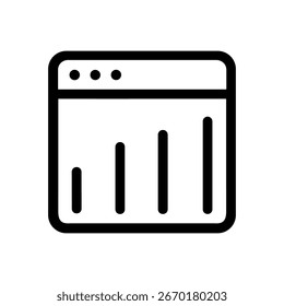Gráfico De Gráfico De Estilo De Linha Simples No Design De Ícone Da Janela Do Navegador
