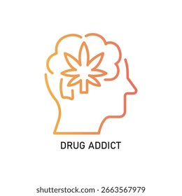 Simple Line Style Head Cannabis Plant Thinking Medical Mind Icon