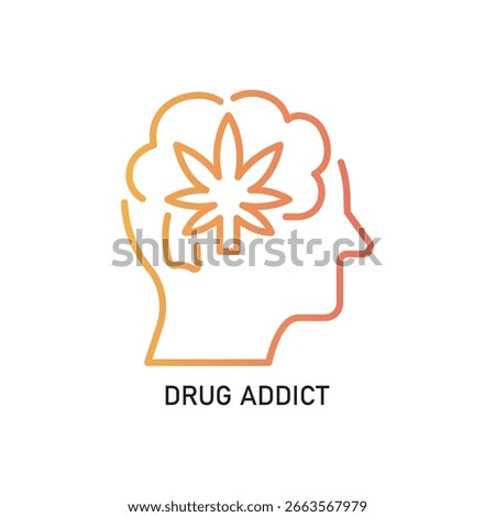 Simple Line Style Head Cannabis Plant Thinking Medical Mind Icon