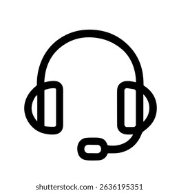 Icono de Tecnología de comunicación de Asistencia de centro de llamadas de auriculares de estilo de línea simple