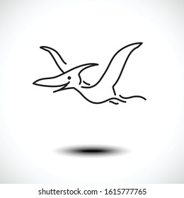 Simple line style icon of Pteranodon.  Vector illustration. 