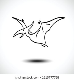 Simple line style icon of Pteranodon.  Vector illustration. 