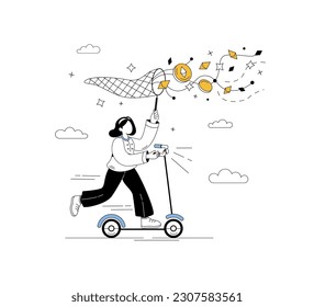 Simple line style illustration isolated on white background. Cryptocurrency, blockchain mining. Vector illustration.