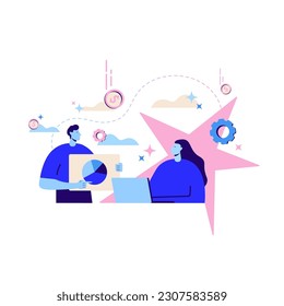 Simple line style illustration isolated on white background. Business and financial analytics. Vector illustration.