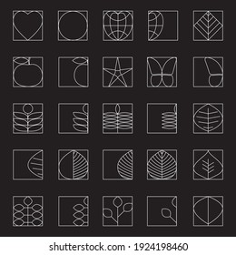 Simple line style Logos design elements. Nature and abstract shapes. Vector elements to create logotype.