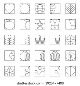 Simple line style Logos design elements. Nature and abstract shapes. Vector elements to create logotype.
