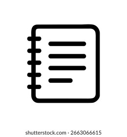 Papel de Carta de Notebook de Estilo de Linha Simples com Ícone de Documento de Contorno de Texto