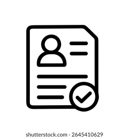 Documento de Perfil Pessoal de Estilo de Linha Simples com Ícone de Marca de Seleção