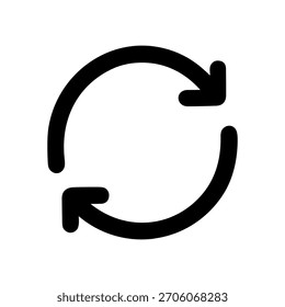Signo de circulación de flecha redonda de estilo de línea simple aislado en el icono de fondo blanco