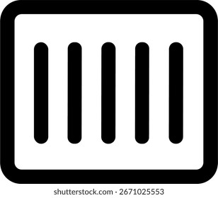 Simple Line Style Square Container with Vertical Bars Storage Icon