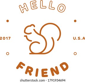 simple line style squirrel logo or illustration