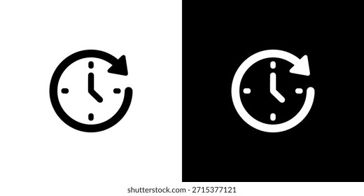 Símbolo de icono de signo de flecha de reloj de proceso de rotación de tiempo de estilo de línea simple