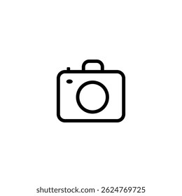 Simple line style vector camera icon with minimalist design. Suitable for photography themes, digital media, documentation, creative content or modern application interface elements.