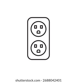 Simples estilo de linha parede tomada tomada conector ícone vetor.