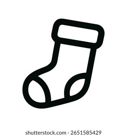 Simple Line Style Winter Christmas Stocking Decoration Icon Illustration