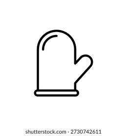 Simple Line Style Winter Warm Mitten Outline Icon Illustration