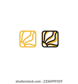 Simple Line Sun Logo Design. Sunset Beach Vector