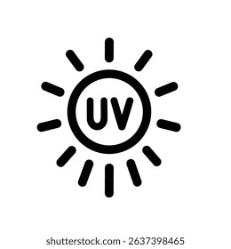 Simple Line Sun UV Protection Symbol Sign Warning Icon