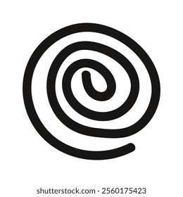 Simple line swirl in circle spiral shape doodle. Hand drawn geometric element for abstract design