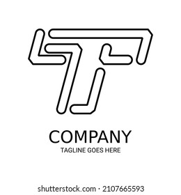 Logo de línea simple T. Perfecto para camisetas y demás.