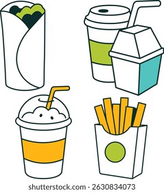 Simple Line Take Out Icon Set
