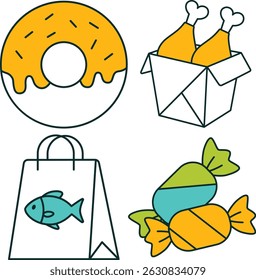 Simple Line Take Out Icon Set