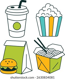 Simple Line Take Out Icon Set