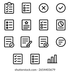 Simple Line Task Management Interface Element Icon Set