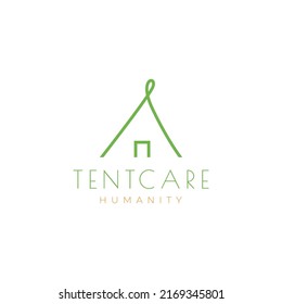 simple line tent camp logo design vector graphic symbol icon illustration creative idea