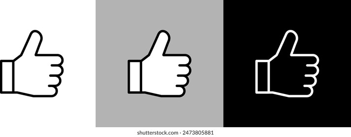 Simple line thumb up vector icon.