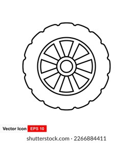 Simple line of tire icon. Premium quality goods. Vector sign isolated on white background. Collection of setting pictograms.
