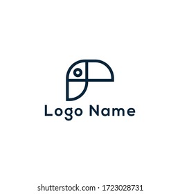 Simple line toucan logo ,simple and cool bird logo