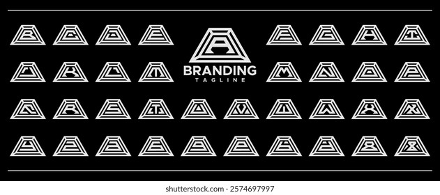 Simple line trapezoid letter A-Z logo set