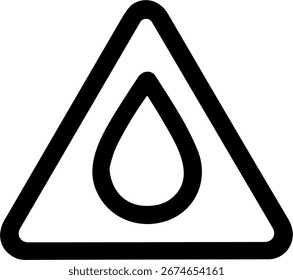 Simple Line Triangle Liquid Drop Warning Hazard Sign Icon