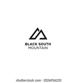 simple line triangle mountain logo initails lettering B and s 