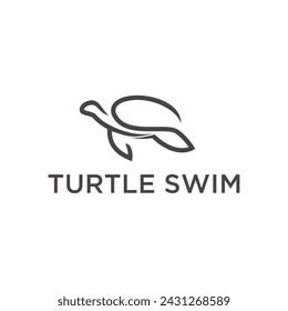 Simple Line Turtle Logo in Tortoise Monogram line art minimalist logo design icon design vector template	