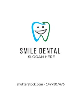 Simple line two colors dental logo design vector template