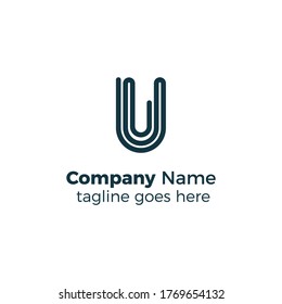 simple line u logo design vector illustration