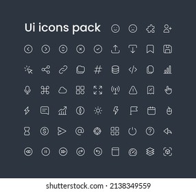 Conjunto de iconos de línea simple Ui, vector, contorno, paquete de iconos mínimo.