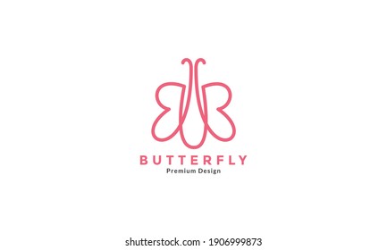 simple line unique cute butterfly shape logo symbol icon vector graphic design illustration